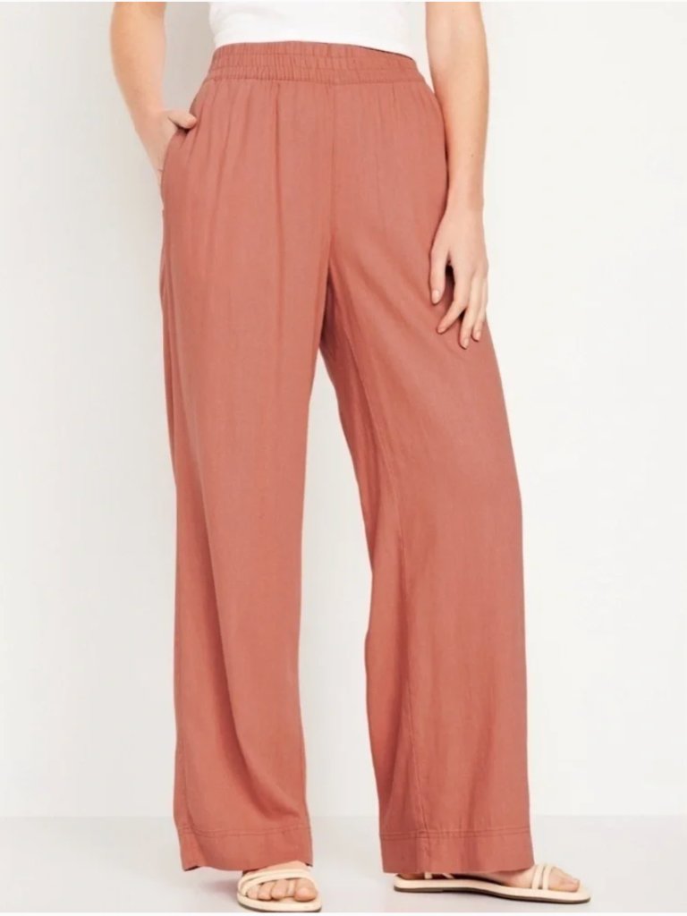 Old Navy High-Waisted Linen-Blend Wide-Leg Pants In Amberglow 3x